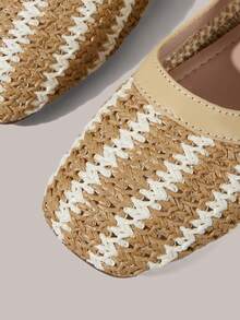 Styleloop 女士鞋履 假日风编织鞋 面条带女士平底单鞋 假日风穿搭 波西米亚风穿搭 美式复古风 波西米亚风穿搭 西部风穿搭 音乐节穿搭 派对穿搭 平底女鞋 - 棕色 - 查看 4