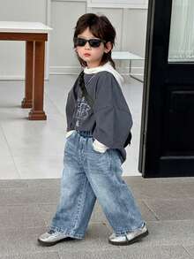DAZY Quần jeans ống đứng dáng rộng cho bé trai, kiểu quần đa năng dễ phối đồ cho mùa thu. - Rửa nhẹ - Xem 4