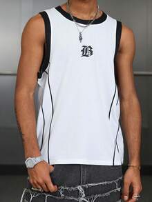 PAVTROS Men's Round Neck Letter Print Casual Versatile Daily Wear Tank Top Men S Sleeveless Tops Sleeveless Jersey Basketball Jersey Men White Graphic Tank Top Men - Multicolor - View 4