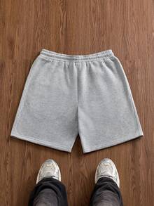 SWAVVY Pantalones cortos casuales versátiles de uso diario con cintura con cordón y bolsillos para hombres - Gris - Ver 6