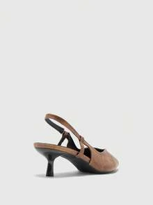 CUCCOO BIZCHIC Pointed Toe One-Strap Thin Heel Elegant High Heel Versatile Women Pumps - Light brown - View 3