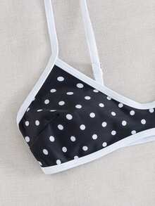 Swim Mod 2pcs/Set New Random Print Adjustable Strap Sexy & Elegant Vacation Bikini Set, Suitable For Beach, Pool Party - Black and White - View 4