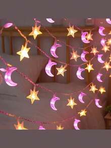 1PC Moon & Star Fairy String Lights, Fairy Tale Atmosphere Decorative Lights, Suitable For Wedding, Bedroom, Living Room, Party, Camping, Tent, Christmas Decoration - Multi-color light - View 5