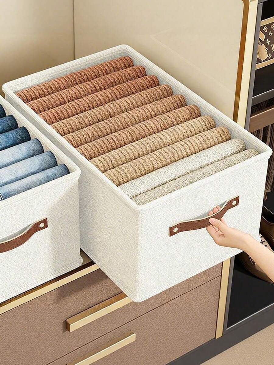 1pc Beige Oxford Cloth Foldable Drawer-Style Clothing Storage Box Without Compartments For Closet, Jeans, And Sweater Organization. Decorations Autumn Decor Festival Decor Room Decor Home Decor Fall Decor Bedroom Decor - Multicolor - View 1