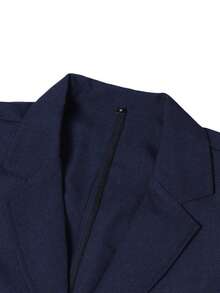 Manfinity Bizformal 藏蓝色男士西装外套，休闲通勤男士夹克，简约日常上衣 - 藏蓝色 - 查看 6