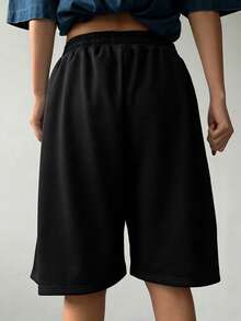 DAZY Women's Solid Color Loose Pleated Casual Sweatpants, Spring - Black - View 2