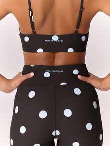 Musera Sport 波点扭结前片运动文胸和高腰交叉腰带运动短裤套装 运动健身健身房可爱普拉提日常休闲装 - 彩色 - 查看 6