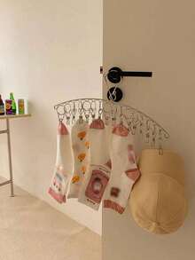 1pc Stainless Steel Windproof Multi-Clip Clothes Hanger For Underwear And Socks Drying,Spring,Minimalist,Summer Tops - Silver - View 6