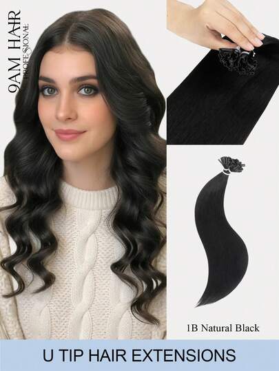 U型接发，直发接发，50片装，自然色，U型接发，丝滑真人发接发，适合细软发质，热熔接发，持久耐用，增加发量，优雅气质，适合女性，适合派对和婚礼，拉长头发，直发质感，打造自然发型。