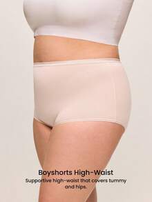 LUVLETTE Plus 3条装棉质高腰平角内裤套装 - 粉色 - 彩色 - 查看 11