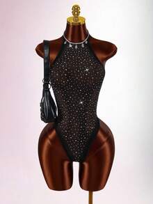 Amplova Women's Fashionable Sexy Backless Sleeveless Bodysuit - Black - View 7