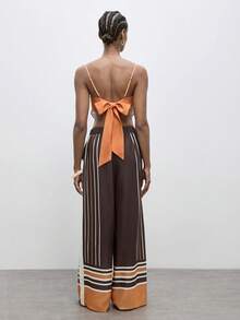 Maija Women's Striped Halter Backless Crop Top And Wide Leg Casual Vacation Pants Two Pieces Set For Women Spring/Summer Relaxing On The Beach Going Out Vacation Outfits Healing Commuting Style Comfy - Multicolor - View 6