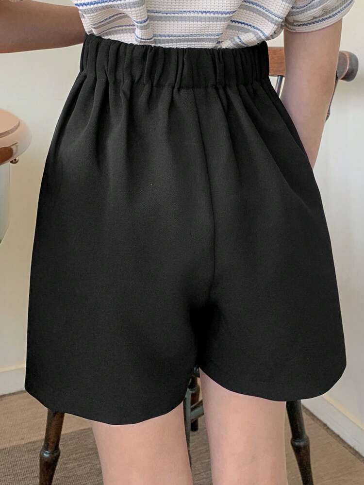 Tween Girls' Solid Color High Waist Wide Leg Loose Casual Shorts Summer