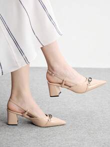 CUCCOO BIZCHIC Ladies Coarse Heel Backspace Versatile High Heel Sandals Spring Shoes Summer - Apricot - View 2