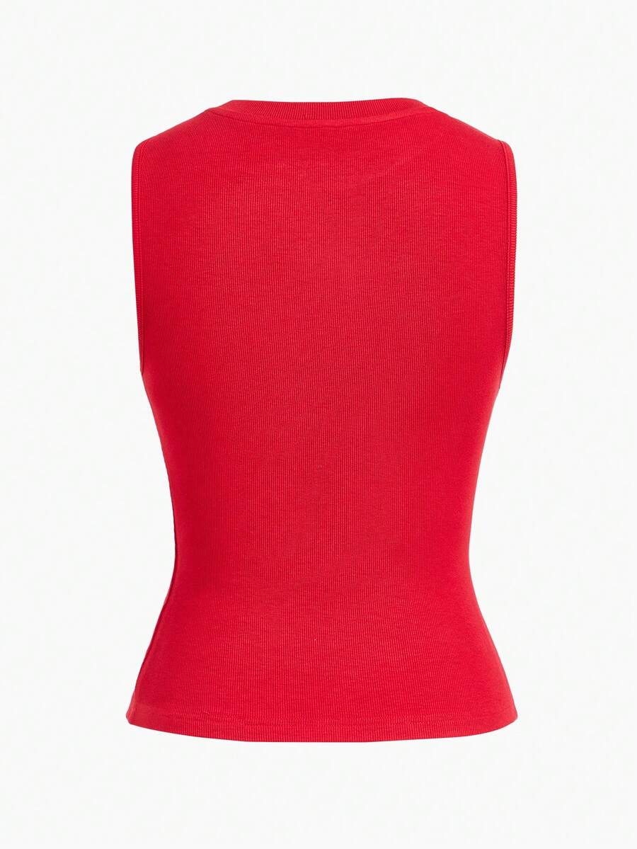 MOTF PREMIUM SOLID RIB-KNIT SLIM FIT TANK TOP - Red - View 2