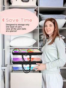 3/2 Packs Transparent Storage Bags Multi-Use Handheld Organizer For Clothes, Bed Sheets, Underwear, Yarn & Travel. Clear Plastic Tote. - Multicolor - View 4