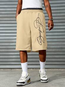 Manfinity EMRG Pantalones de chándal con cintura de 2 en 1 y bordado de letras de 5 minutos para hombres - Multicolor - Ver 5