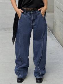 Kuleshova 女士新款时尚蓝色弯腿裤，适合情人节、母亲节等高端场合 - 藍色 - 查看 3