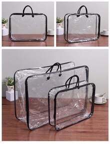 3/2 Packs Transparent Storage Bags Multi-Use Handheld Organizer For Clothes, Bed Sheets, Underwear, Yarn & Travel. Clear Plastic Tote. - Multicolor - View 2