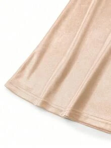 SHEIN Franclia 女士纯色T恤和半身裙套装（2件套），含腰带，适合春秋季穿着 - 香檳色 - 查看 6
