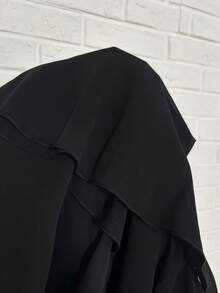 Firerie Plus Size Women Loose Ruffled Asymmetrical Chiffon Blouse - Black - View 7