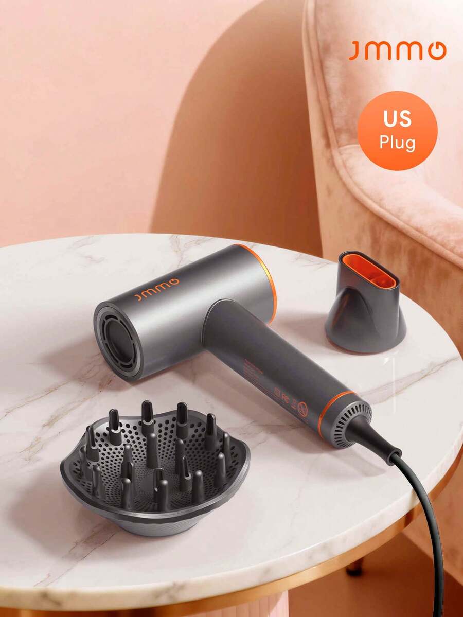 JMMO Portable High Speed Hair Dryer For Fast Drying, Million Ionic Blow Dryer With Magnetic Concentrator & Diffuser, 3 Wind Settings, Low Noise & Lightweight Design For Travel-US Plug - US A Type Plug(110-127V) - View 1