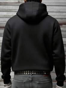 Manfinity Hypemode Men's Casual Zip-Up Hoodie Sweatshirt - Black - View 2