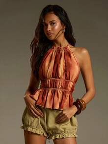 Athîral Women's Ombre Pleated Backless Halter Neck Camisole - Multicolor - View 1