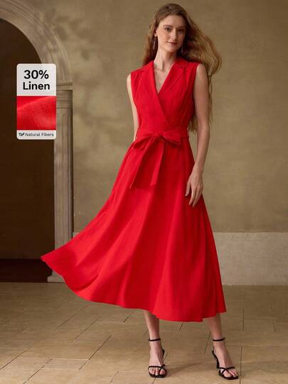 MOTF PREMIUM WOMEN'S LINEN MID-LENGTH CASUAL/DATE DRESS, SPRING/SUMMER