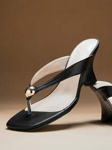 SHUZIA Sandal đế xuồng quai ngang tối giản dành cho nữ - màu đen - Xem 1