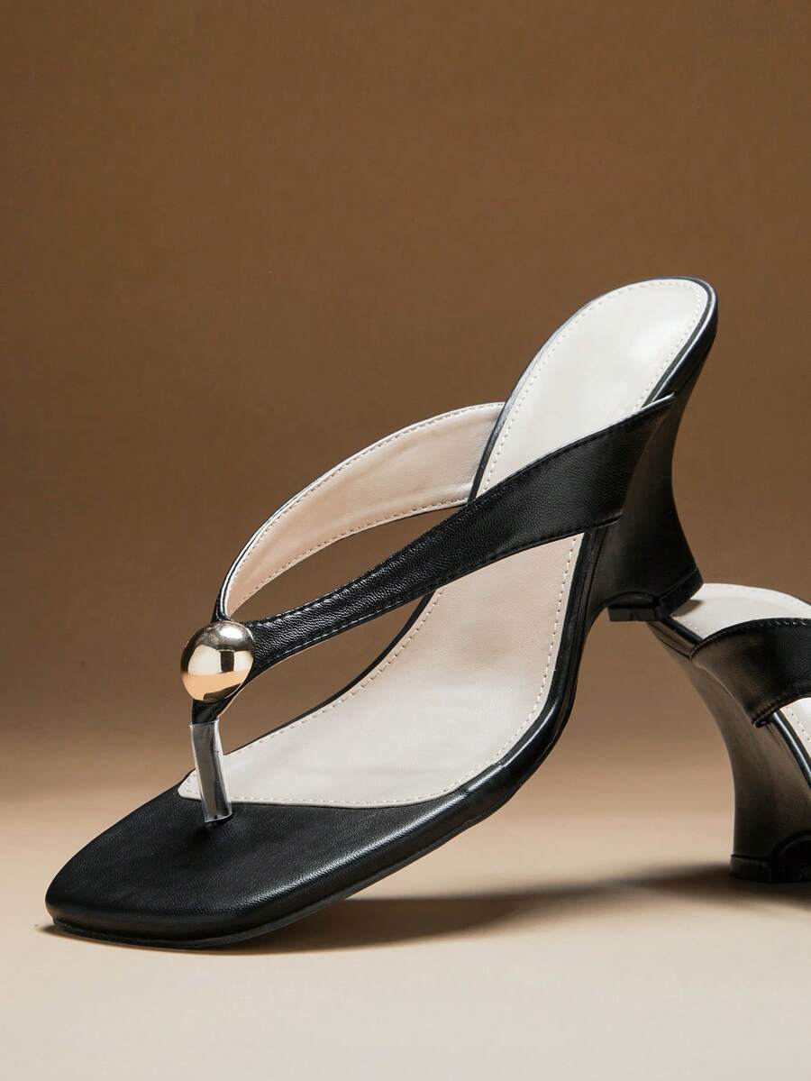 SHUZIA Sandal đế xuồng quai ngang tối giản dành cho nữ - màu đen - Xem 1