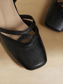 Rosivie French Retro Gentle Strap Shoes Women's New Spring Thick Heel Brown Commuter Closed Toe Sandals - Black - View 5