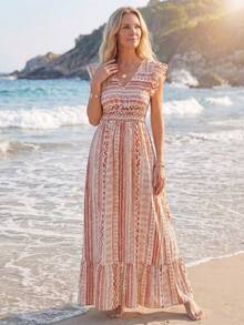 Sylviya Váy mùa hè cơ bản phong cách retro giản dị rộng rãi cho nữ có dây rút ở eo - Nhiều màu - Xem 5