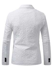 Manfinity AFTRDRK Men's Solid Color Jacquard Business Commuter Suit Jacket Tuxedo Blazer - White - View 2