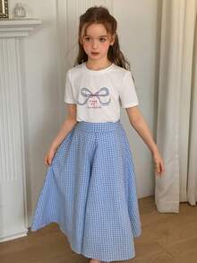 DAZY Tween Girl Butterfly Print Round Neck Short Sleeve T-Shirt - White - View 2