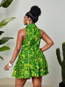 Maweii Conjunto de top corto sin mangas y minifalda elegante para mujer de talla grande, adecuado para fiestas y reuniones - Multicolor - Ver 6