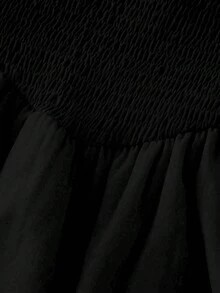 SHEIN Explorewe Váy mini xếp nếp trơn màu đơn giản đa năng cho bé gái tuổi mới lớn, mùa hè - màu đen - Xem 7