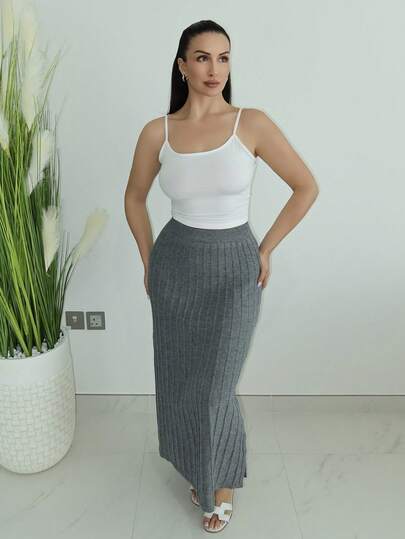 MDEdit Women's Knitted Fabric Pleated A-Line Skirt, Elastic Waist, Flared Hem, Modern Urban Casual Business Office Wear, Low-Key Elegant Commuter,Fall,Fall Clothes For Women Modern Urban Casual Fashion Business Casual Women's Office Wear Low-Key Old Money Style Effortless Temperament High-End Urban Commuting High-Quality Airport Women's Wear High-End Material High-End, Elegant, Old-Fashioned Cruise Attire For Wedding Guests Valentine's Day