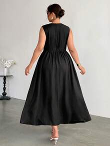 Firerie 女士黑色收腰A字连衣裙，适合情人节、音乐会、演出、约会、宴会、舞会、婚礼等场合，性感优雅，通勤、返校、度假、海滩等浪漫场合皆宜。黑色及踝连衣裙，女士正装，春夏优雅度假连衣裙，女士婚礼宾客礼服，女士毕业礼服，女士节日服装。 - 黑色 - 查看 6