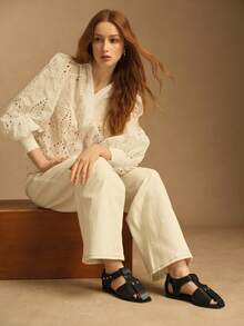 Rosivie Giày bệt mũi vuông, kiểu dáng slip-on, giày đi làm đa năng, trang phục công sở thanh lịch dành cho nữ. - màu đen - Xem 6