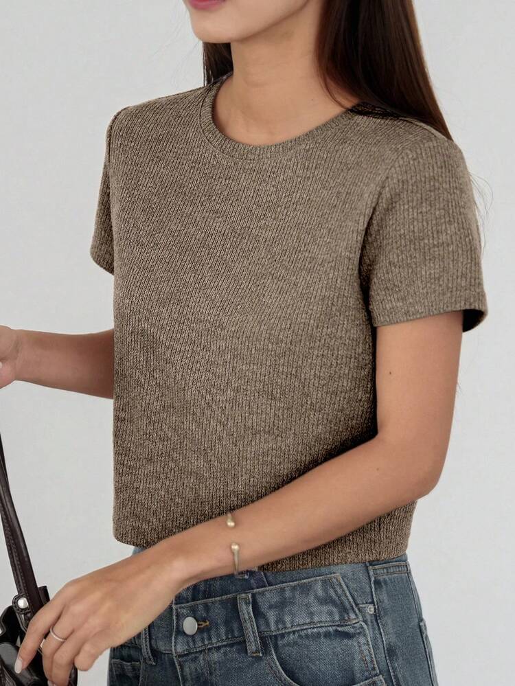 Women's Loose Casual Business Office Wear Street Style Short Sleeve T-Shirt, Suitable For Spring And Summer