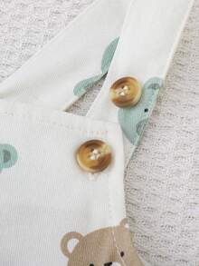 Cozy Pixies Bộ yếm và quần họa tiết gấu hoạt hình cho bé trai, kiểu dáng giản dị và đa năng. - Nhiều màu - Xem 7