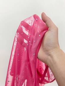 Amplova 亮片细节性感紧身长袖露脐上衣和紧身倒V领迷你裙两件套 - 玫紅色 - 查看 11