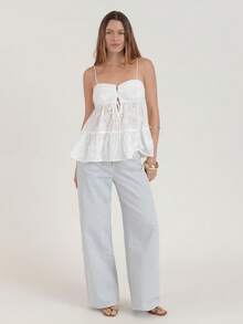 CielaLinda Women White Embroidered Cami Top - White - View 9