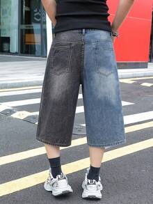 Manfinity EMRG Men's Embroidered Distressed Slant Pocket Casual Denim Shorts - Blue - View 6