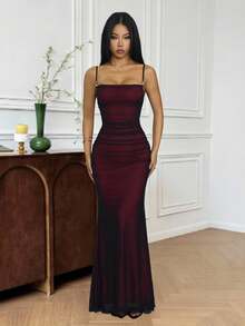 SHEIN PETITE Đầm maxi dáng suông, xếp ly, đuôi cá, ôm sát, thanh lịch dành cho nữ, đầm dạ hội sang trọng, đầm maxi đỏ, đầm maxi ôm sát cơ thể, đầm dự tiệc cưới, đầm dự tiệc cưới thanh lịch, đầm dự tiệc cưới cho nữ, quần áo mùa thu cho nữ, quần áo Giáng sinh cho nữ, B2, đầm dự tiệc cưới mùa thu - Nhiều màu - Xem 2