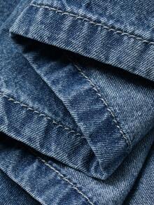 DAZY 女童圆领泡泡袖牛仔连衣裙 - 藍色 - 查看 9