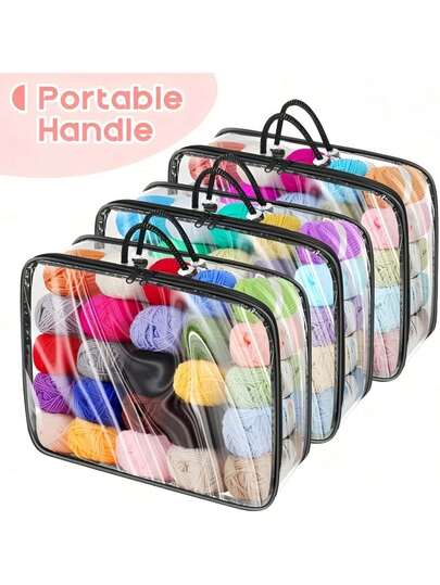 3/2 Packs Transparent Storage Bags Multi-Use Handheld Organizer For Clothes, Bed Sheets, Underwear, Yarn & Travel. Clear Plastic Tote.