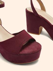 CUCCOO BASICS Giày sandal đế xuồng thời trang nữ - Màu Đỏ Sâu - Xem 5