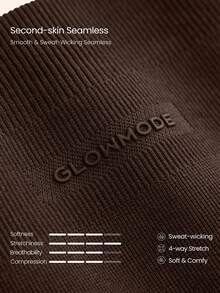 GLOWMODE Ultrafine Soft Seamless Square Neckline Removable Cups Ribbed Underbust Sports Bra & 4.3" Scrunch Butt Lifting Shorts Set Running Workout Gym - Brown - View 6